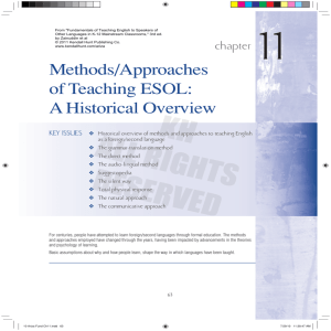 Methods/Approaches of Teaching ESOL: A Historical