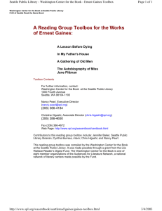 A Reading Group Toolbox for the Works of Ernest Gaines: