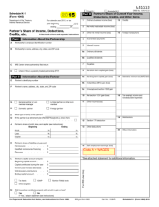2015 Form 1065 (Schedule K-1)