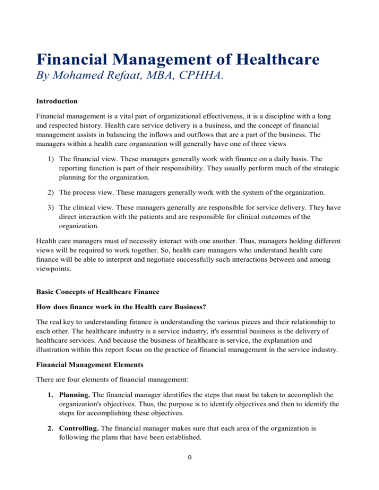 research in healthcare financial management