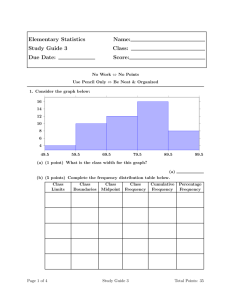 Elementary Statistics Name: Study Guide 3 Class