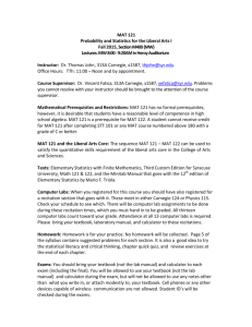 MAT 121 Probability and Statistics for the Liberal Arts I Fall 2015