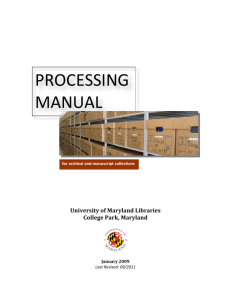 processing manual - University of Maryland Libraries
