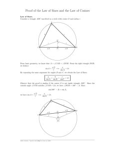 Proof of the Law of Sines and the Law of Cosines