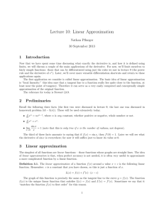 Lecture 10: Linear Approximation