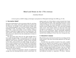 Mind and Brain in the 17th century