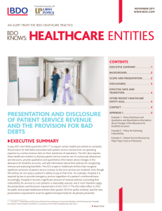 Presentation and disClosure of Patient serviCe revenue and the