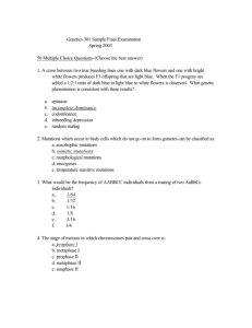 Genetics 301 Sample Final Examination Spring 2003 50 Multiple