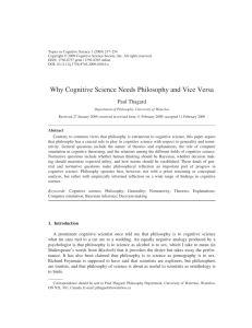 Why Cognitive Science Needs Philosophy and Vice Versa