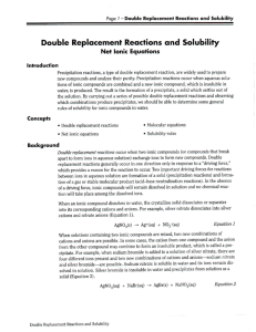 Double Replacement Reactions and Solubility