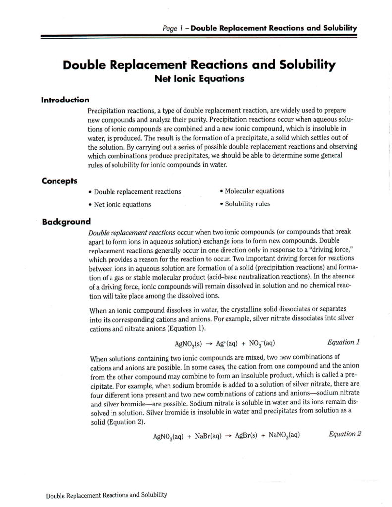 double replacement reaction demonstration