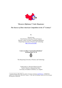 “Resource Diplomacy” Under Hegemony: The Sources of Sino