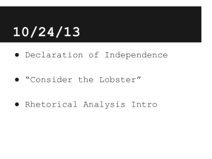 Declaration of Independence “Consider the Lobster” Rhetorical