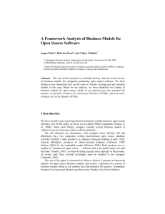 A Framework Analysis of Business Models for Open Source Software