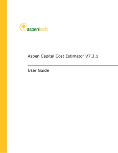 Aspen Capital Cost Estimator V7.3.1 User Guide