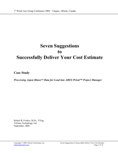 1. Seven Suggestions to Successfully Deliver Your Cost Estimate