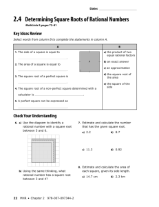 2.4 Determining Square Roots of Rational Numbers