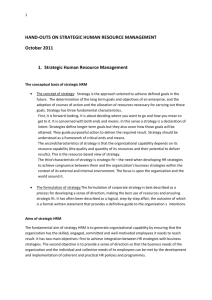 hand-outs on strategic human resource management