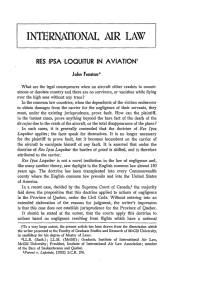 Res Ipsa Loquitur in Aviation - McGill Law Journal
