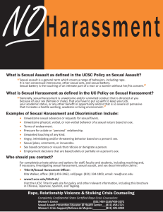 Page 1 Harassment What is Sexual Assault as defined in the UCSC