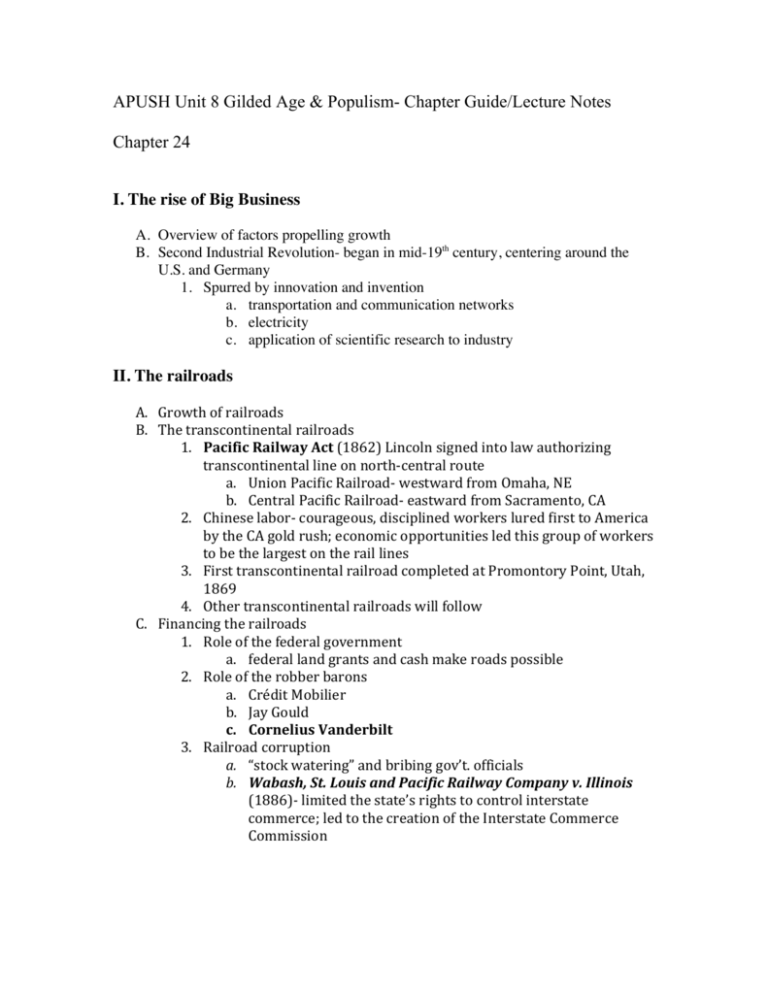 APUSH Unit 8 Chapter 24 Lecture Notes
