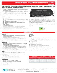HDMI Video Splitter Over HDBase-T CAT5 distribution amplifier 1080p