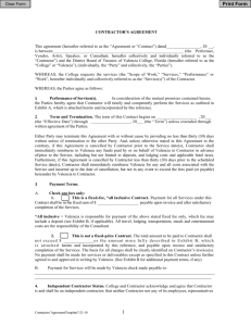 CONTRACTOR'S AGREEMENT This agreement (hereafter referred