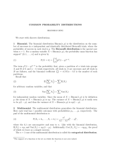 COMMON PROBABILITY DISTRIBUTIONS We start
