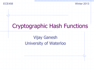 Cryptographic Hash Functions