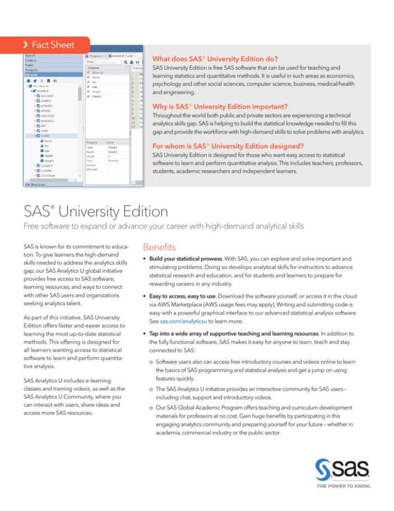 Sas University Edition Fact Sheet 2583