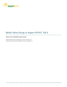 Relief Valve Sizing in Aspen HYSYS® V8