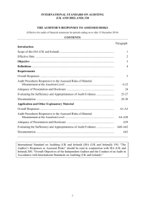 ISA 330 The auditor's responses to assessed risks