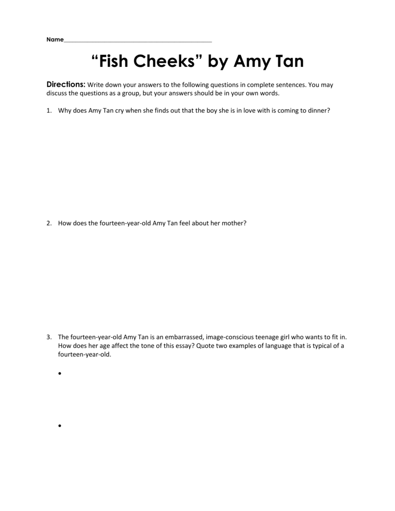 Fish Cheeks By Amy Tan