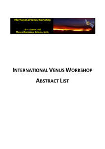 INTERNATIONAL VENUS WORKSHOP ABSTRACT LIST
