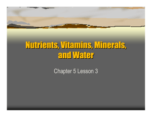 Nutrients, Vitamins, Minerals, and Water Nutrients, Vitamins
