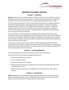 Nutrition Essentials: Vitamins - Extension Online: Online