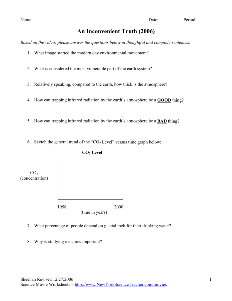 An Inconvenient Truth (22) study guide In An Inconvenient Truth Worksheet