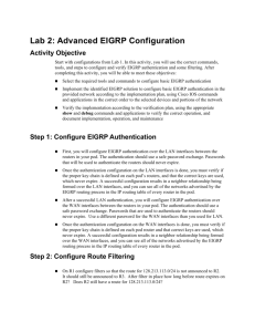 Lab 2: Advanced EIGRP Configuration