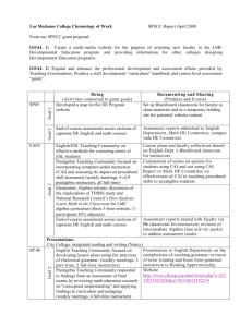 LMC DE chronology of work SP 05-SP 08