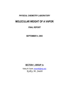 molecular weight of a vapor - Chemistry