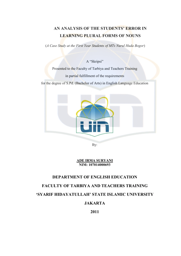 an analysis of the students error in learning plural forms of nouns