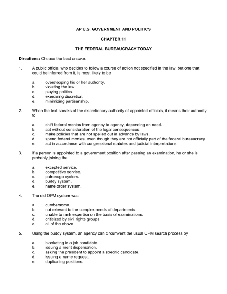 AP U S GOVERNMENT AND POLITICS CHAPTER 11 THE