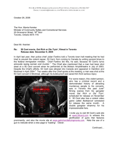 Letter to Minister Monte Kwinter re 50 Cent movie