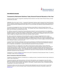 Transamerica Retirement Solutions Today Honored Financial