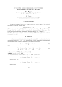 EVEN AND ODD PERIODS IN CONTINUED FRACTIONS OF