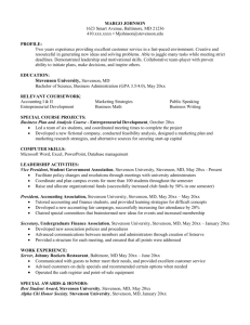 internship resume - Stevenson University