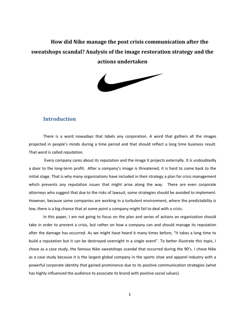 natuurlijk distillatie Overeenstemming How did Nike manage the post crisis communication after the