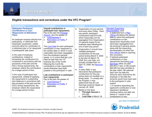 Eligible transactions and corrections under the VFC