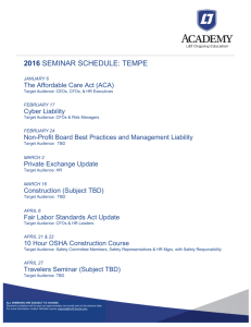 2016 seminar schedule: tempe