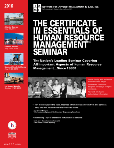 Certificate in Essentials of Human Resource Management Seminar